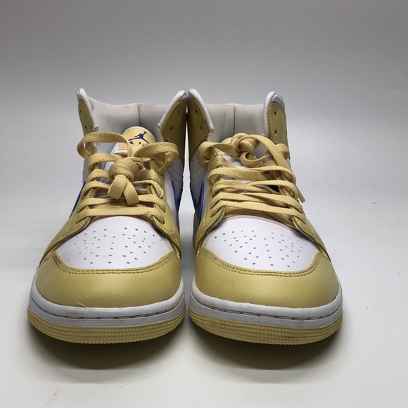 Women’s Air Jordan 1 mid yellow/Blue/White BQ6472-701 USED size 11.5 - Picture 3 of 12